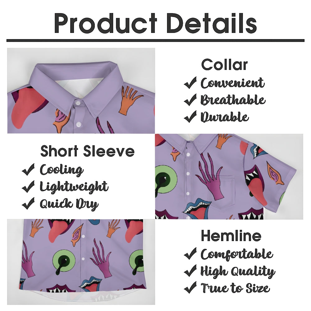 Men's Tongue Illustration Button-Up Shirt 2409007440