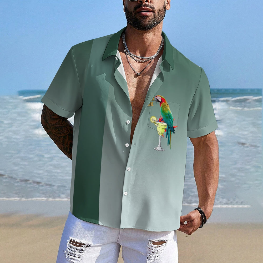 Hawaiian Parrot Cocktail Oversized Short Sleeve Shirt 2409007621