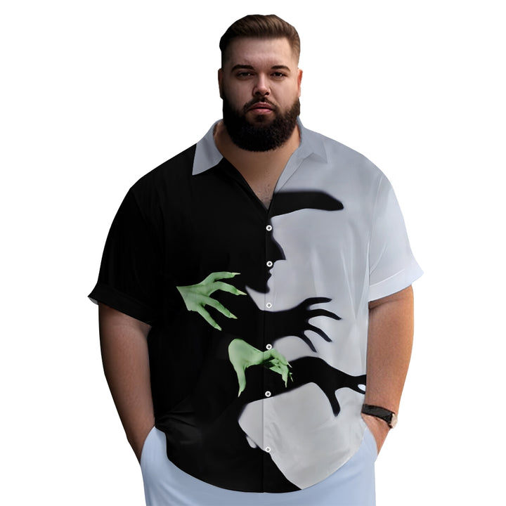 Men's Halloween Witch Print Casual Breathable Short Sleeve Shirt 2407005097