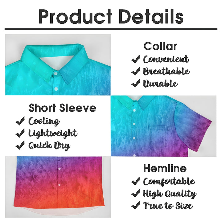 Men's Vibrant Gradient Rainbow Graphic Print Classic Lapel Shirt 2409008365