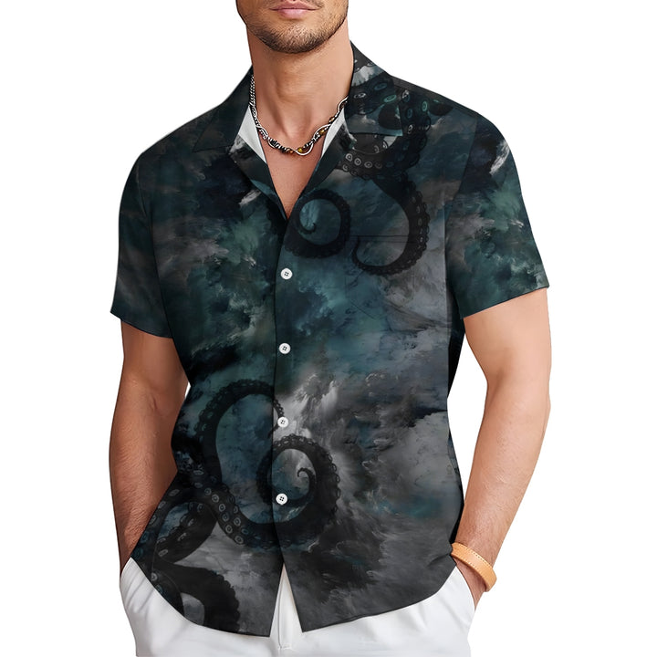 Men's Octopus Tentacle Casual Short Sleeve Shirt 2402000279