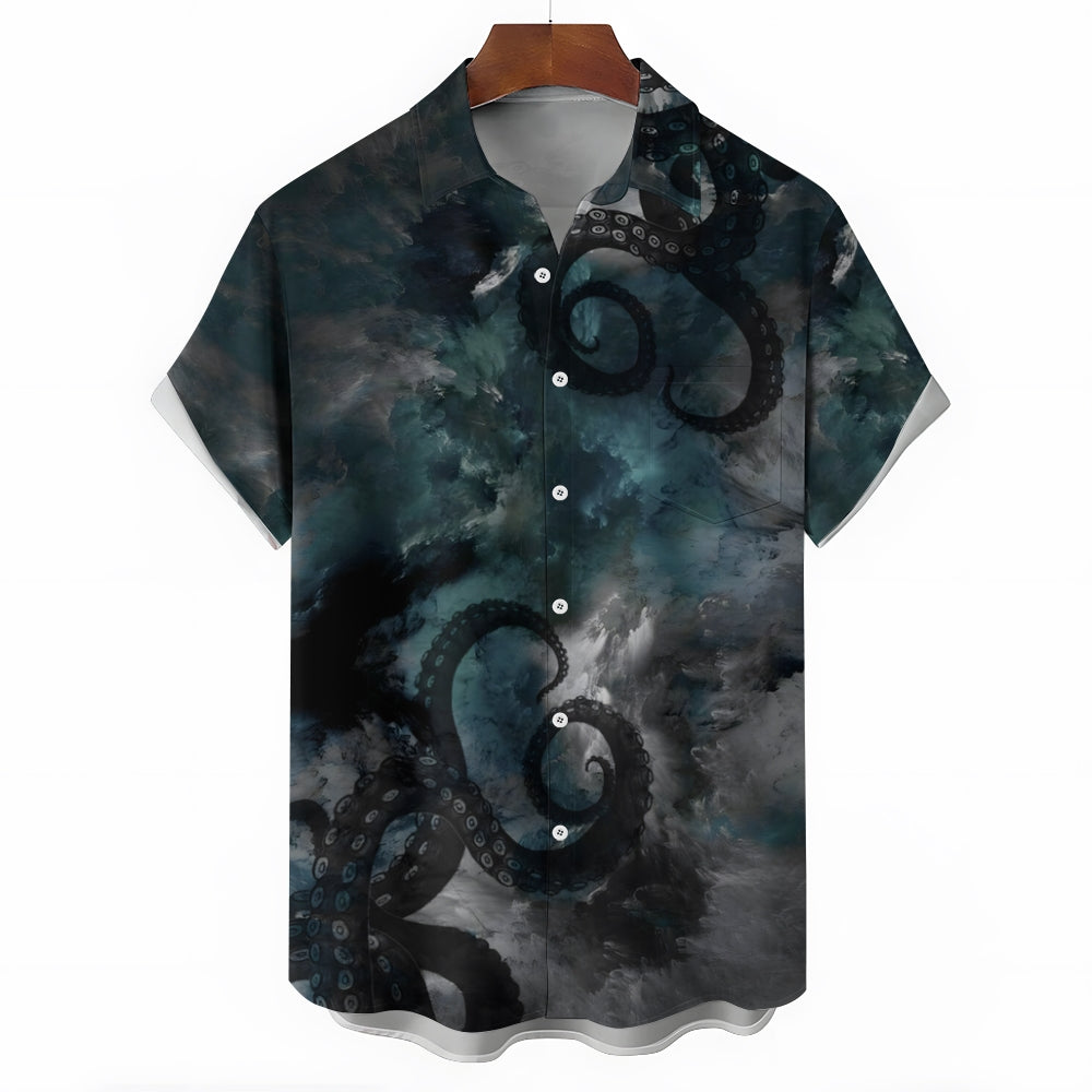 Men's Octopus Tentacle Casual Short Sleeve Shirt 2402000279