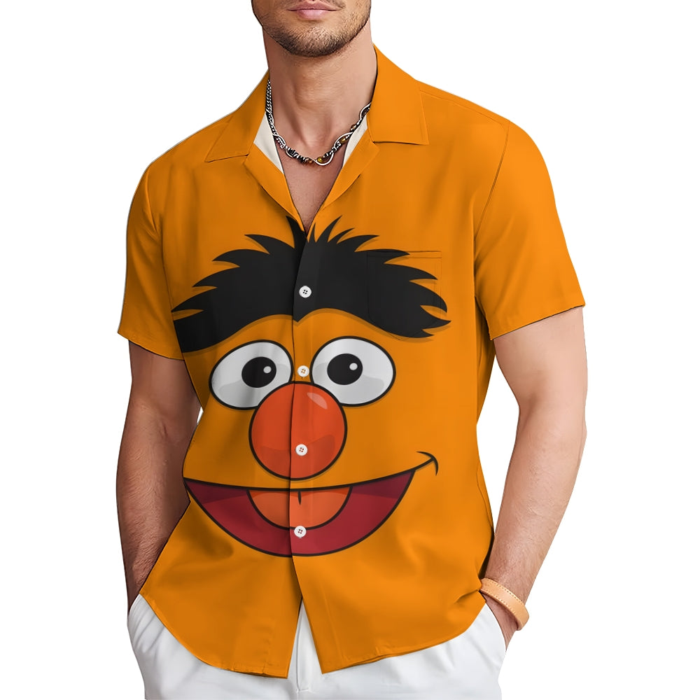 Casual Short-Sleeved Shirt Worn By Cartoon Characters With Friends 2401000301