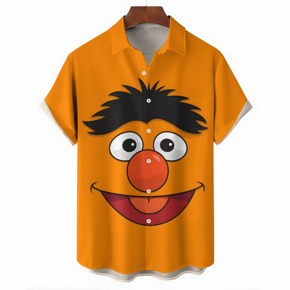 Casual Short-Sleeved Shirt Worn By Cartoon Characters With Friends 2401000301