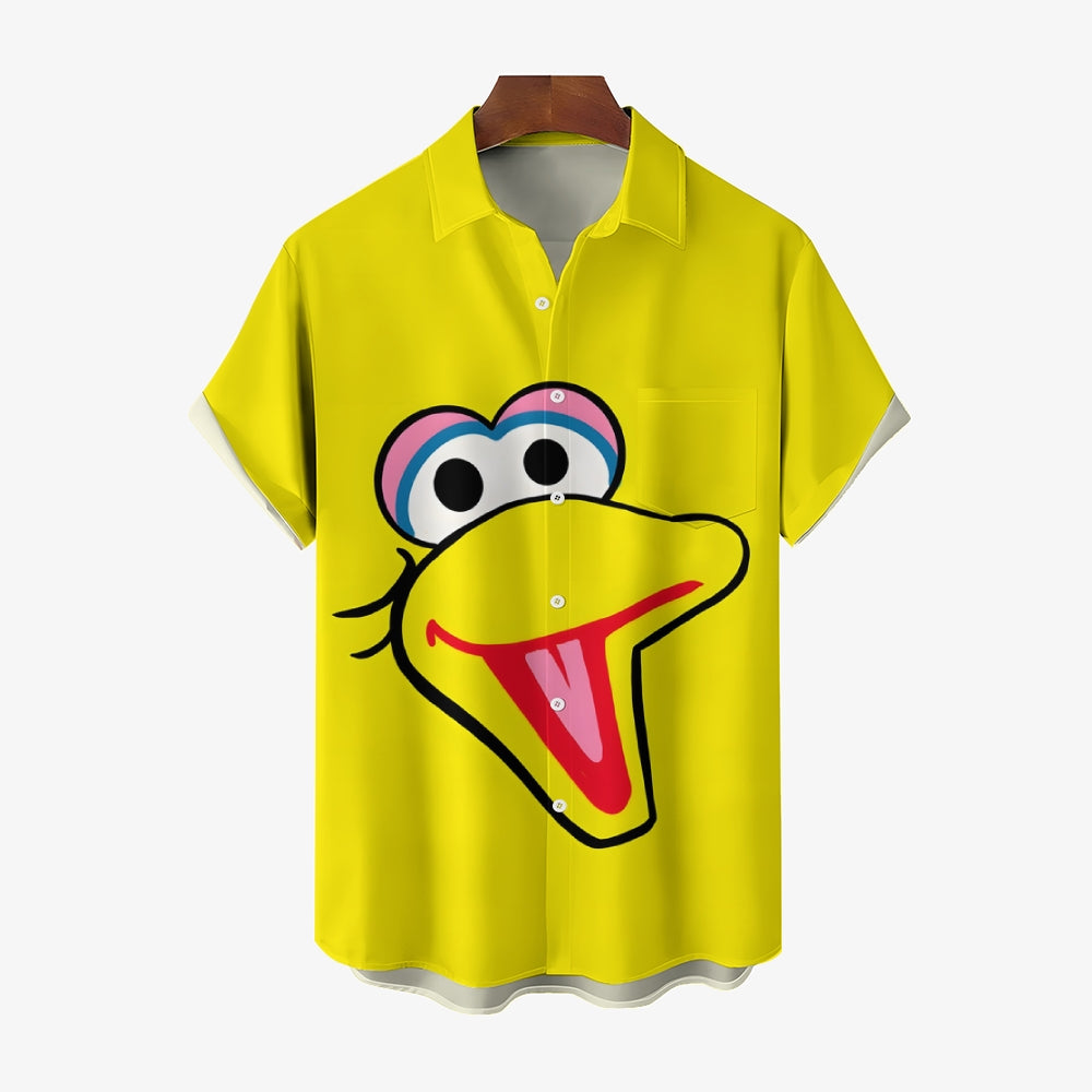 Casual Short-Sleeved Shirt Worn By Cartoon Characters With Friends 2401000301