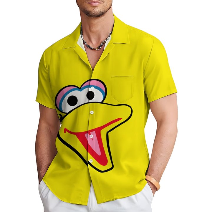 Casual Short-Sleeved Shirt Worn By Cartoon Characters With Friends 2401000301