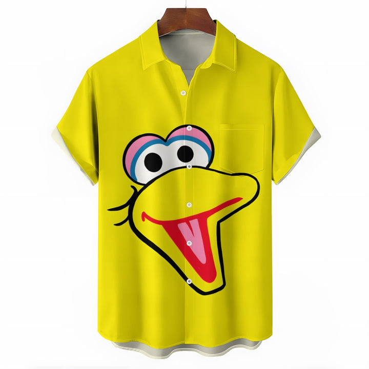 Casual Short-Sleeved Shirt Worn By Cartoon Characters With Friends 2401000301