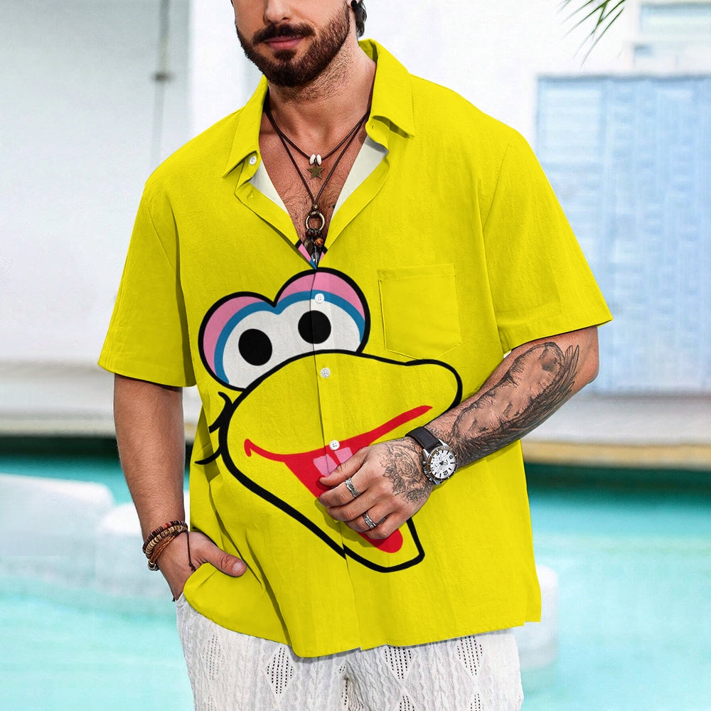 Casual Short-Sleeved Shirt Worn By Cartoon Characters With Friends 2401000301