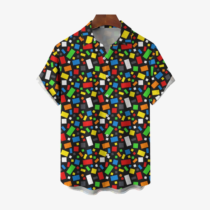 Men's Lego art print short-sleeved shirt 2409008469