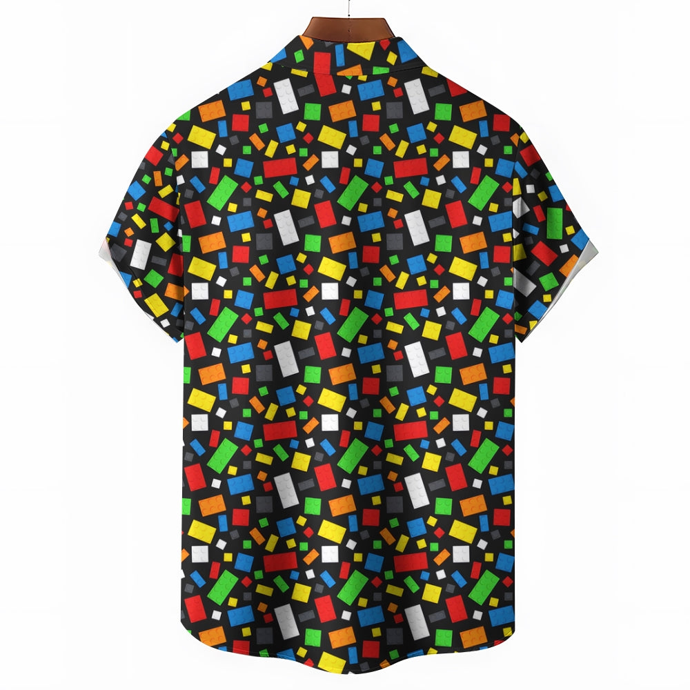 Men's Lego art print short-sleeved shirt 2409008469