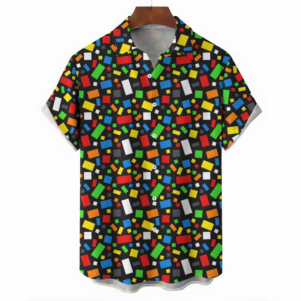 Men's Lego art print short-sleeved shirt 2409008469