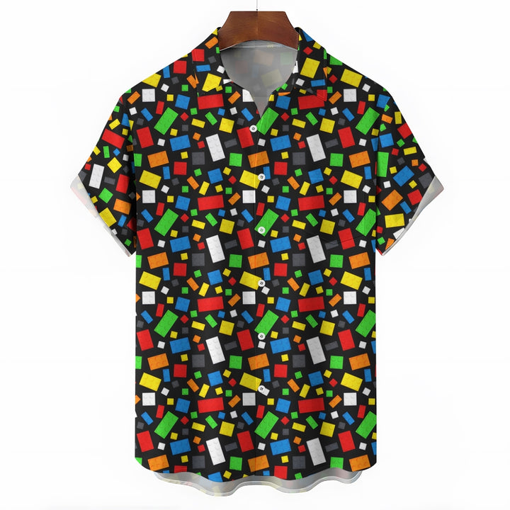 Men's Lego art print short-sleeved shirt 2409008469