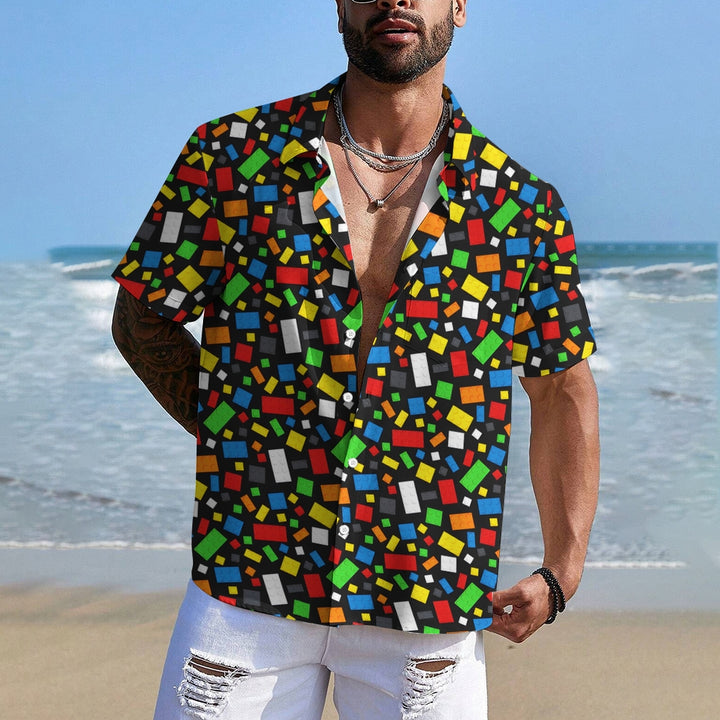 Men's Lego art print short-sleeved shirt 2409008469