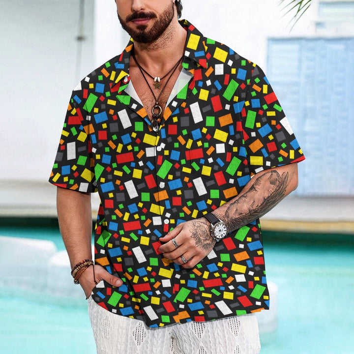 Men's Lego art print short-sleeved shirt 2409008469