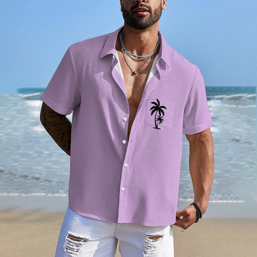 Men's Casual Hawaiian Print Button-Down Short Sleeve Shirt 2408005856