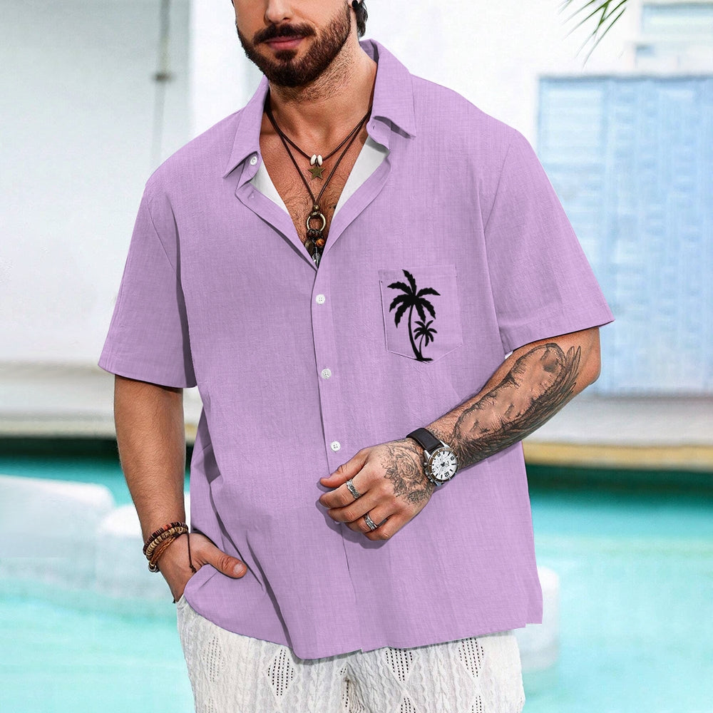 Men's Casual Hawaiian Print Button-Down Short Sleeve Shirt 2408005856