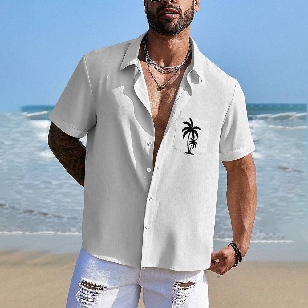 Men's Casual Hawaiian Print Button-Down Short Sleeve Shirt 2408005856