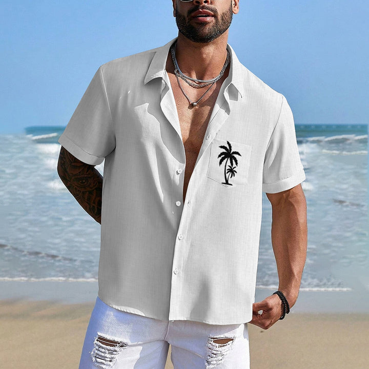 Men's Casual Hawaiian Print Button-Down Short Sleeve Shirt 2408005856