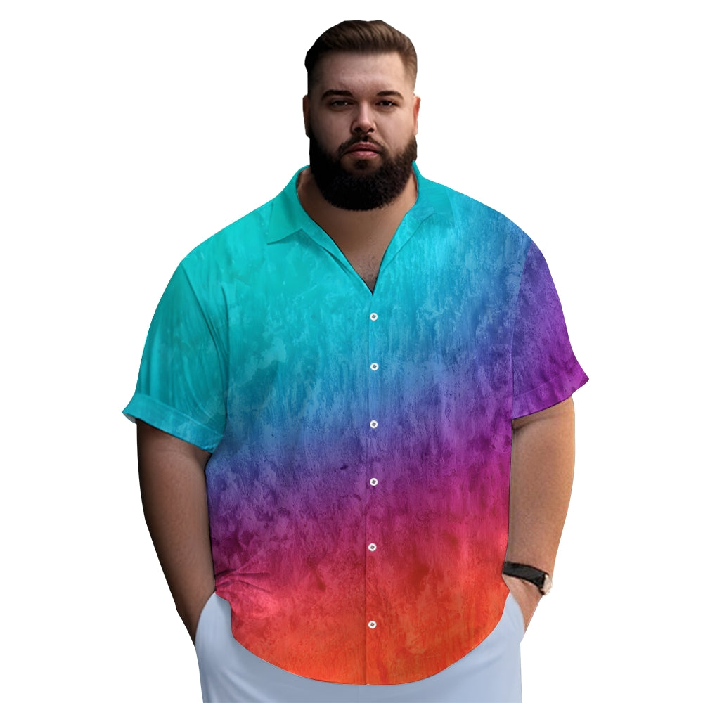 Men's Vibrant Gradient Rainbow Graphic Print Classic Lapel Shirt 2409008365