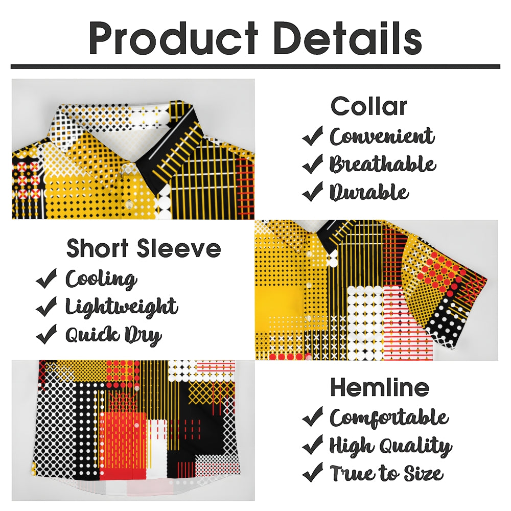 Men's Color Block Pattern Button Down Shirt 2409009469