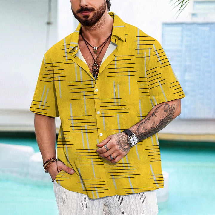 50's Retro Geometric Line Print Casual Vacation Shirt 2406000044