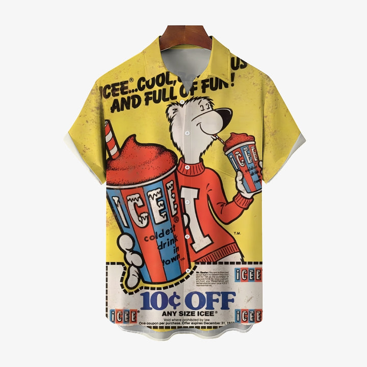 Men's Nostalgic Poster Art Print Shirt 2409009496