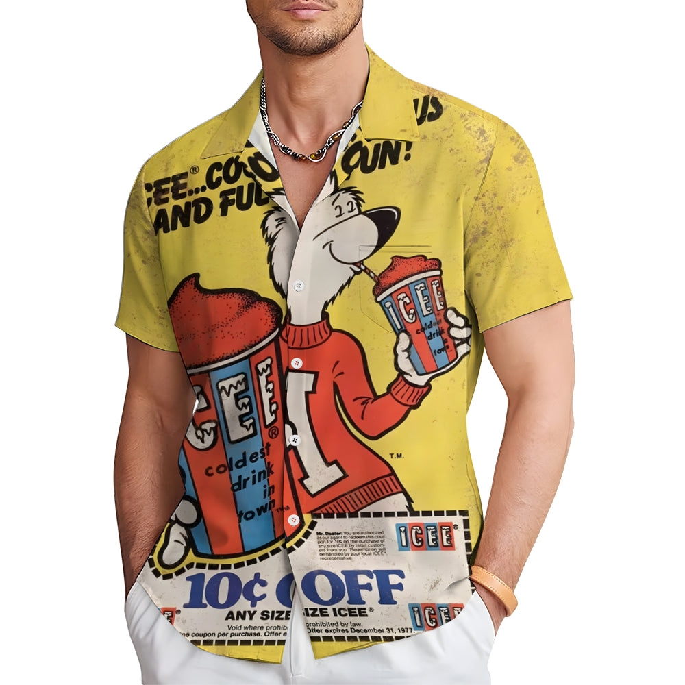 Men's Nostalgic Poster Art Print Shirt 2409009496