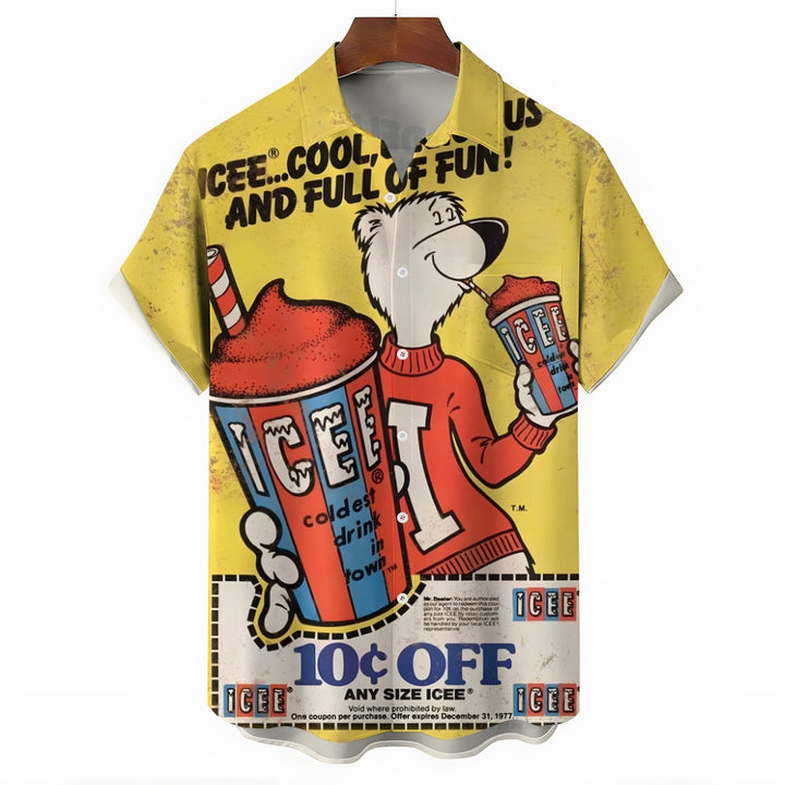 Men's Nostalgic Poster Art Print Shirt 2409009496