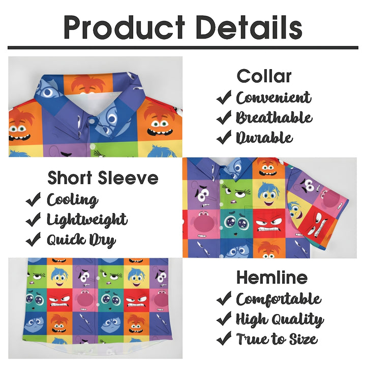 Color Block Stitching Cartoon Character Casual Short Sleeve Shirt 2409009507