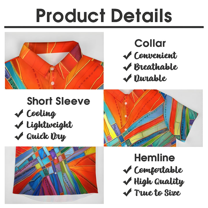 Men's Abstract Art Print Hawaiian Casual Short Sleeve Shirt