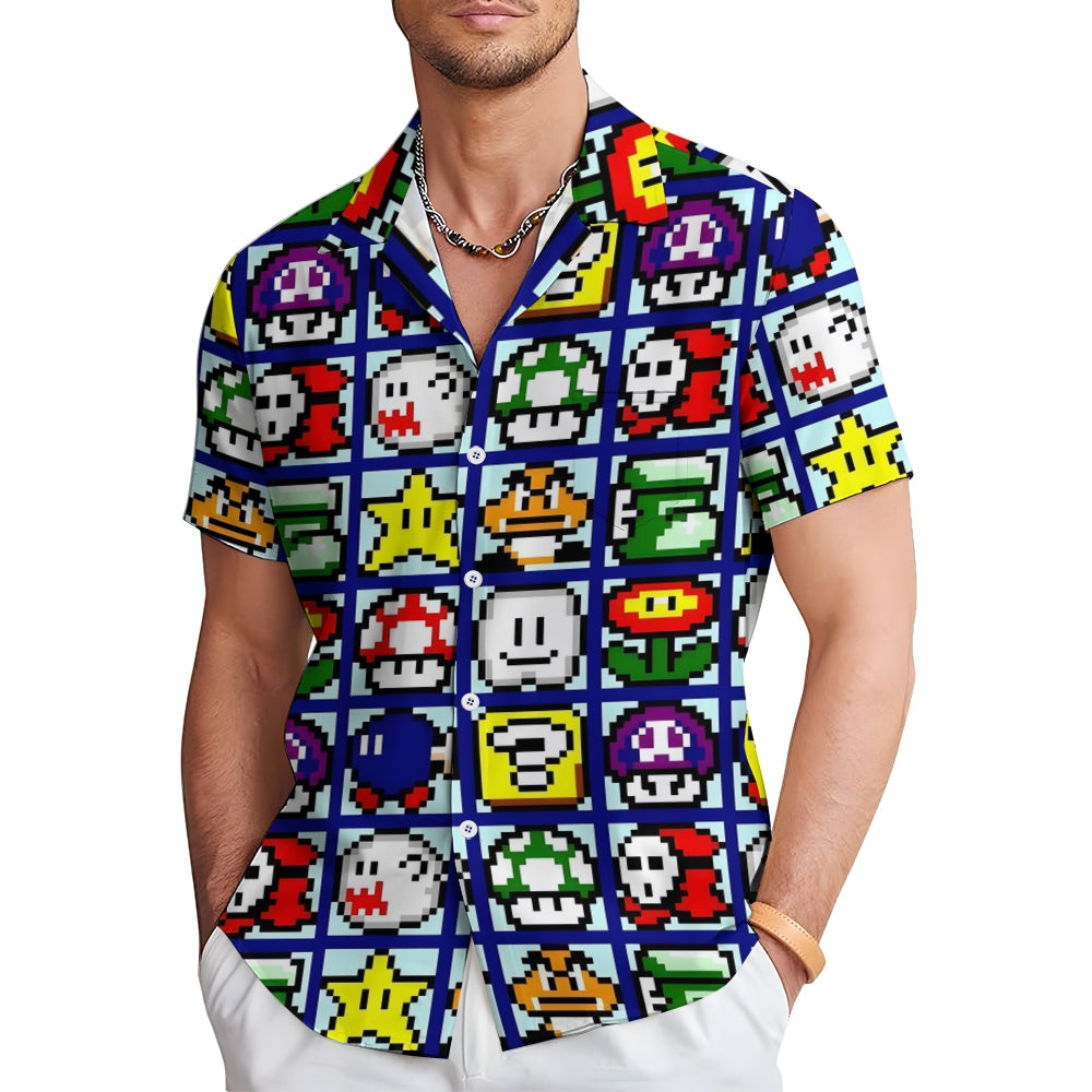 Digital Game Print Casual Short Sleeve Shirt 2403000233