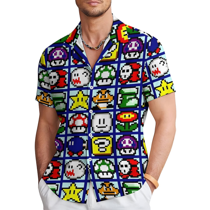 Digital Game Print Casual Short Sleeve Shirt 2403000233