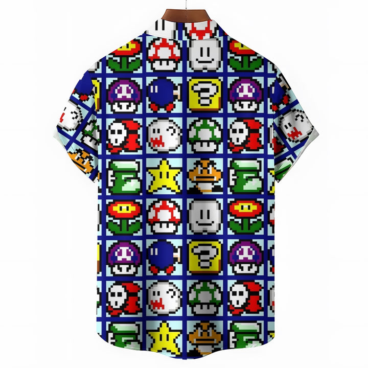 Digital Game Print Casual Short Sleeve Shirt 2403000233