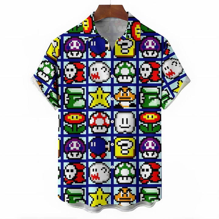 Digital Game Print Casual Short Sleeve Shirt 2403000233