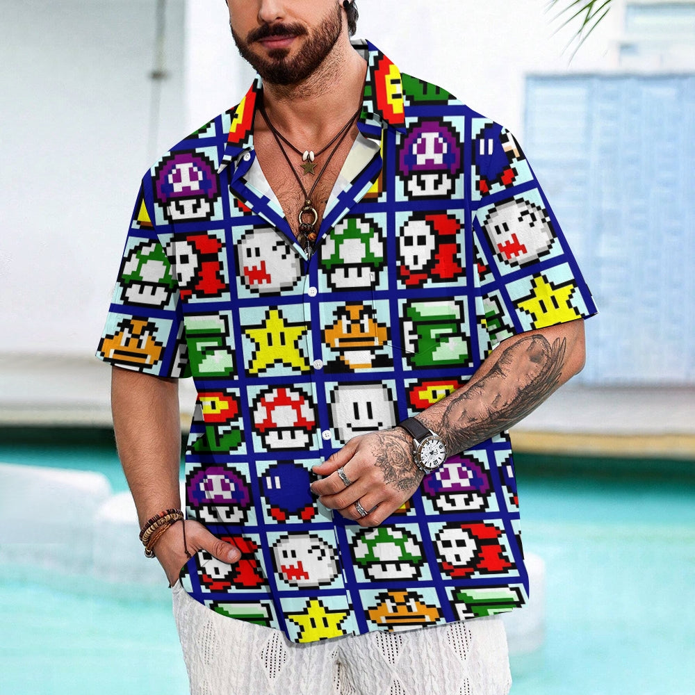 Digital Game Print Casual Short Sleeve Shirt 2403000233