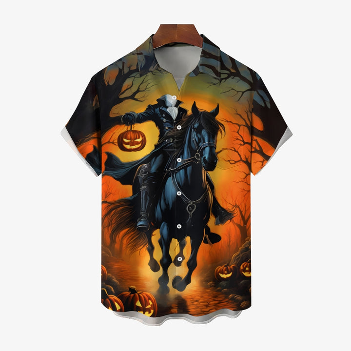 Halloween Headless Knight Casual Short Sleeve Shirt 2409009937