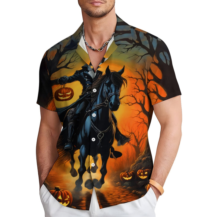 Halloween Headless Knight Casual Short Sleeve Shirt 2409009937