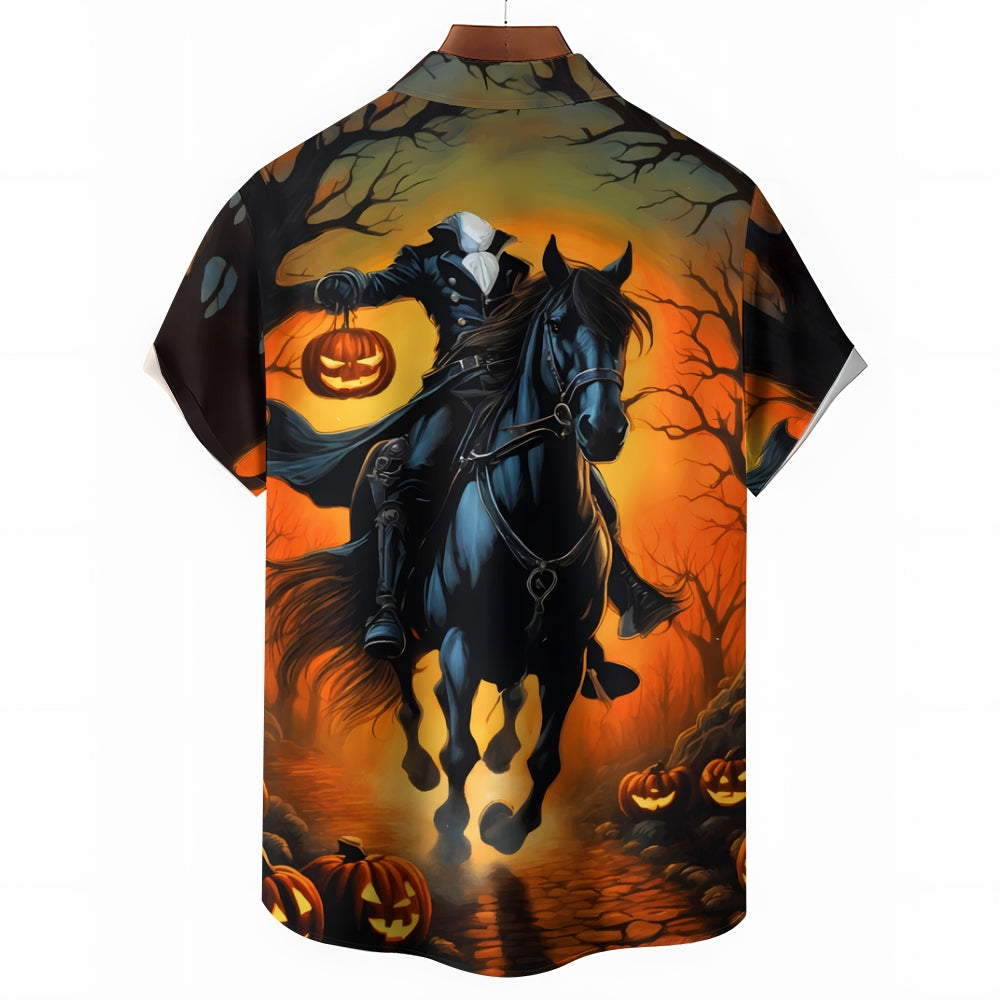 Halloween Headless Knight Casual Short Sleeve Shirt 2409009937