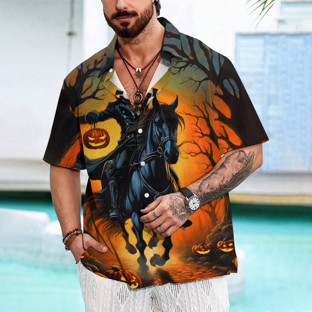 Halloween Headless Knight Casual Short Sleeve Shirt 2409009937