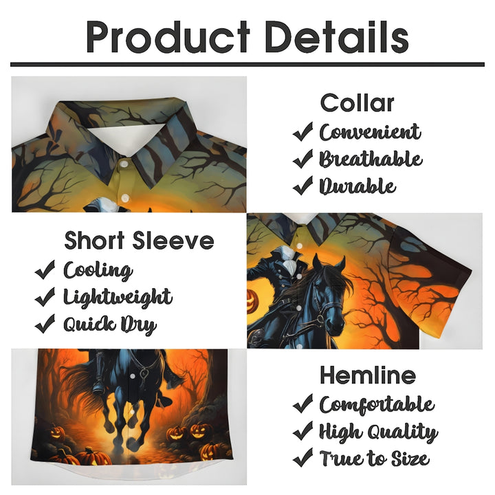 Halloween Headless Knight Casual Short Sleeve Shirt 2409009937