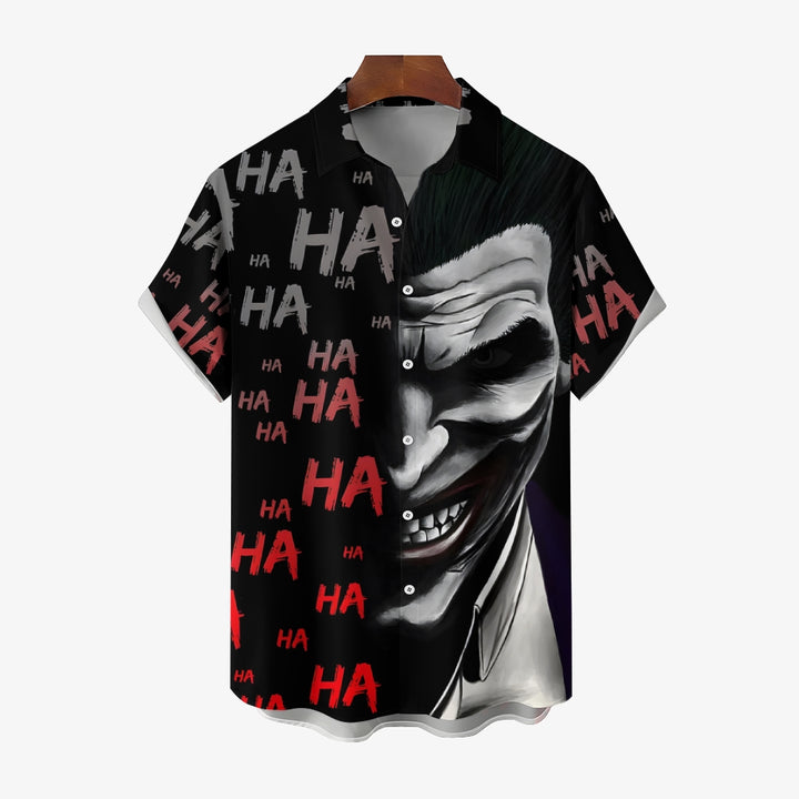 Halloween Smiling Joker Casual Short Sleeve Shirt 2409011229