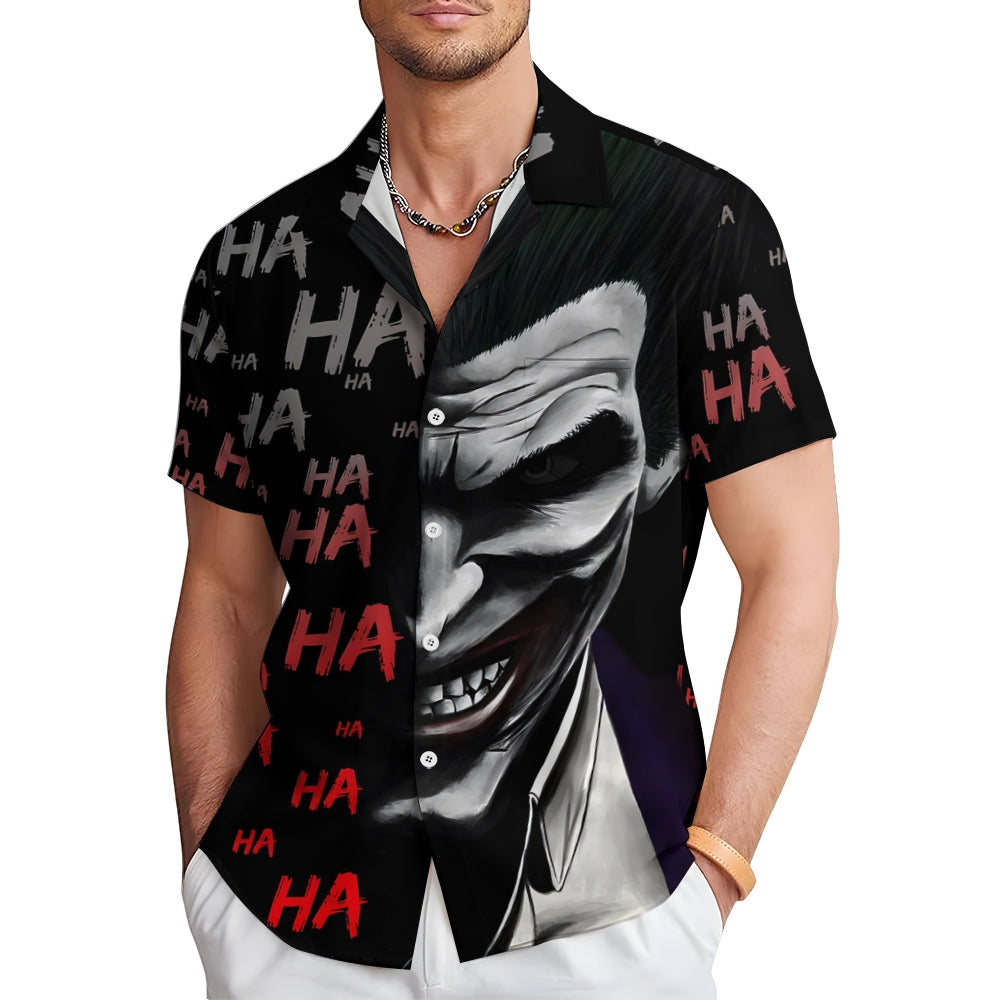 Halloween Smiling Joker Casual Short Sleeve Shirt 2409011229