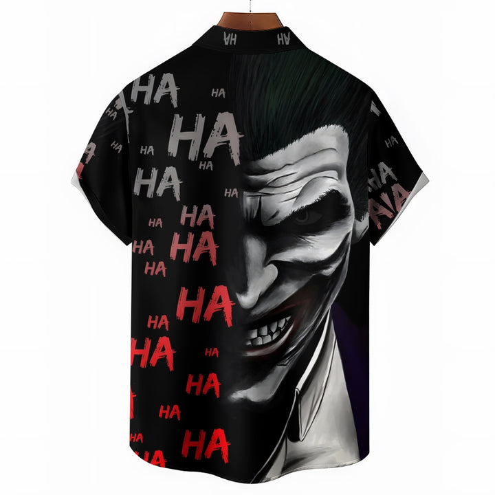 Halloween Smiling Joker Casual Short Sleeve Shirt 2409011229