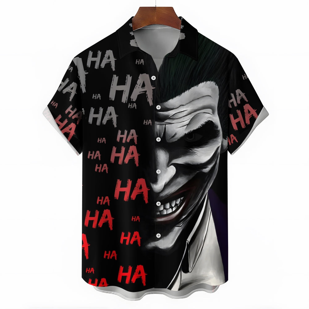 Halloween Smiling Joker Casual Short Sleeve Shirt 2409011229