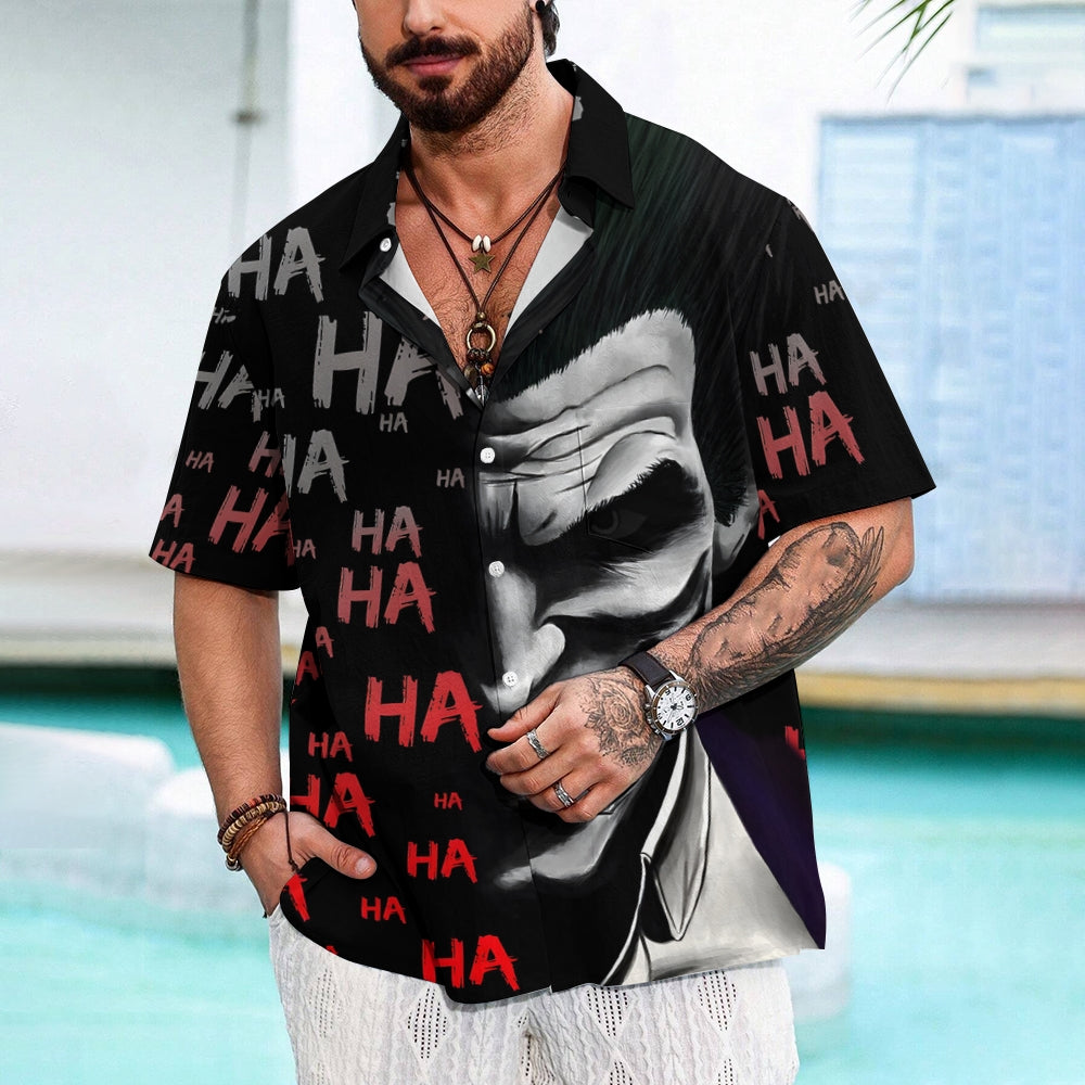 Halloween Smiling Joker Casual Short Sleeve Shirt 2409011229