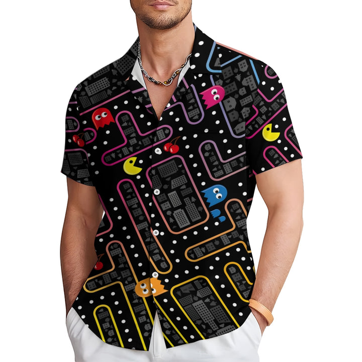 Cartoon Maze Game Casual Short-Sleeved Shirt 2409011245