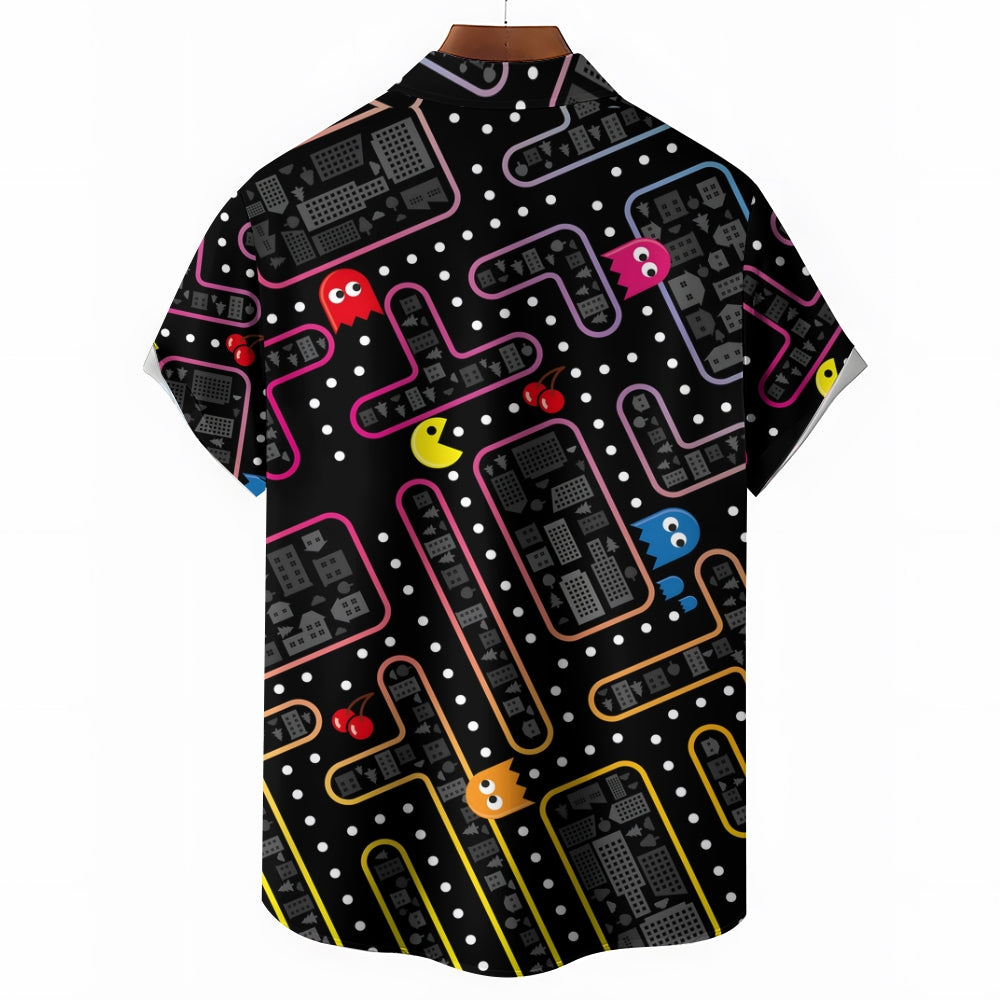 Cartoon Maze Game Casual Short-Sleeved Shirt 2409011245