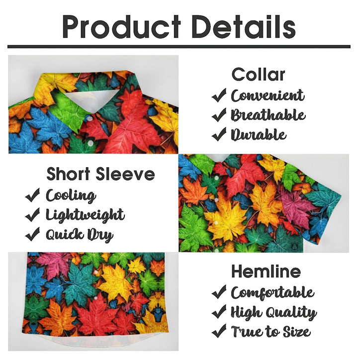 Men's Thanksgiving Maple Leaf 3D Digital Print Short Sleeve Shirt 2409011255