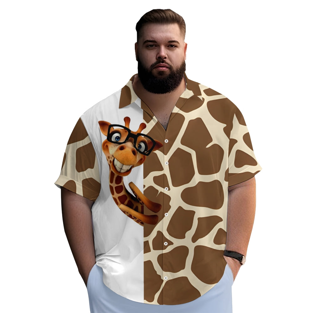 Men's Fun Giraffe Print Short Sleeve Shirt 2408006781