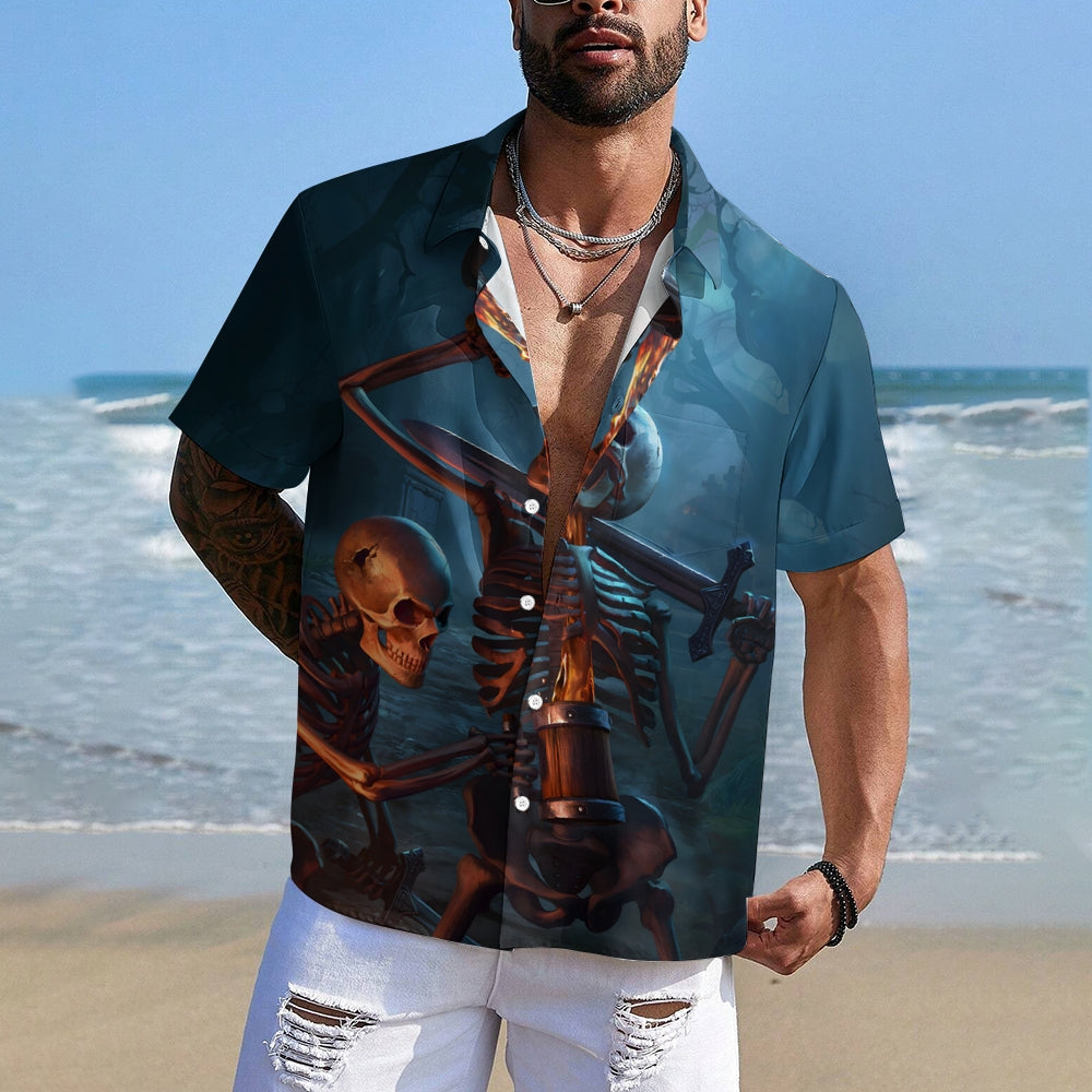 Mexican Day of the Dead Casual Short Sleeve Shirt 2409011307